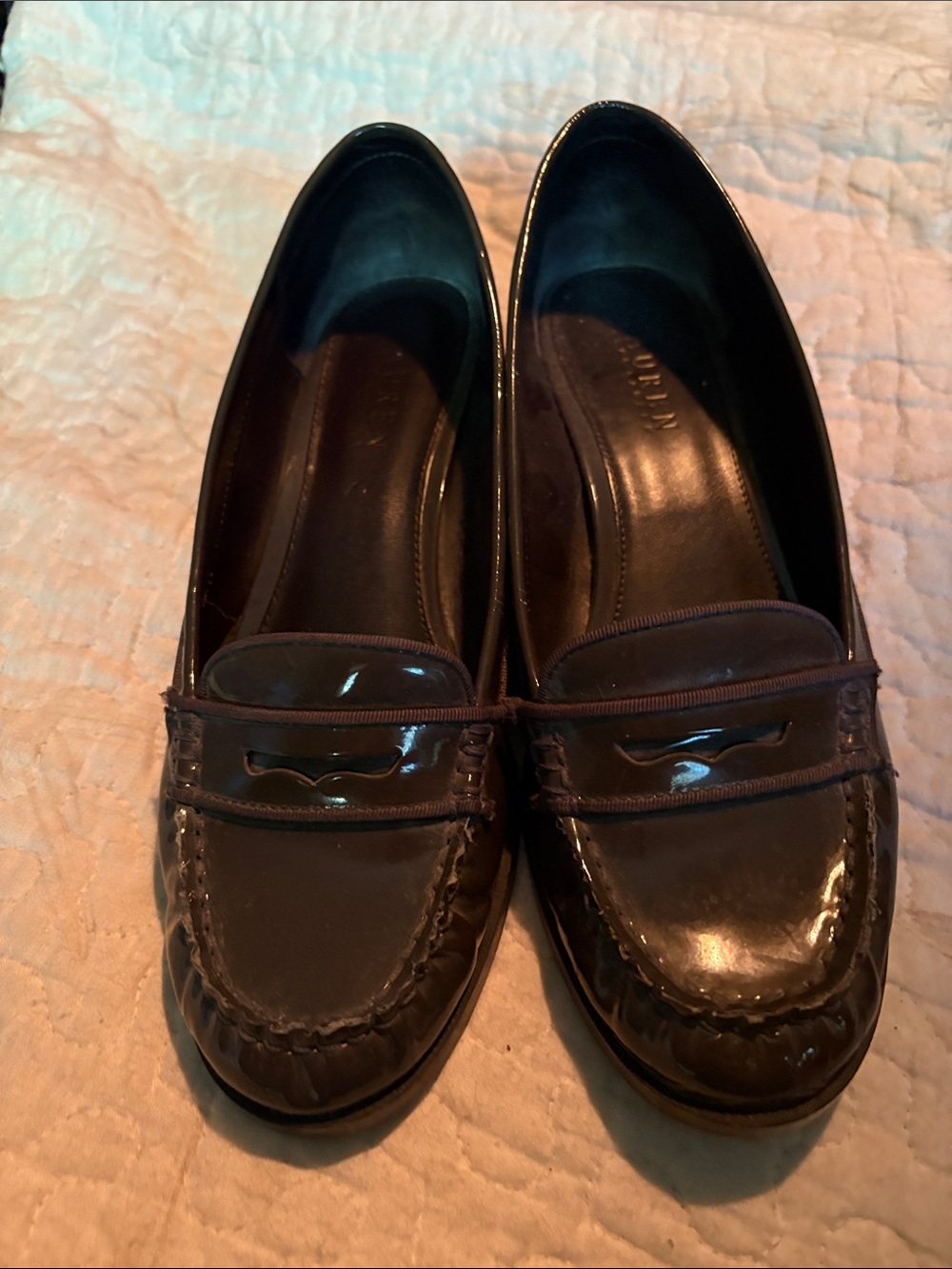 Lauren Ralph Lauren Women's Patent Leather Penny Loafers - Dark Grey Size 8B